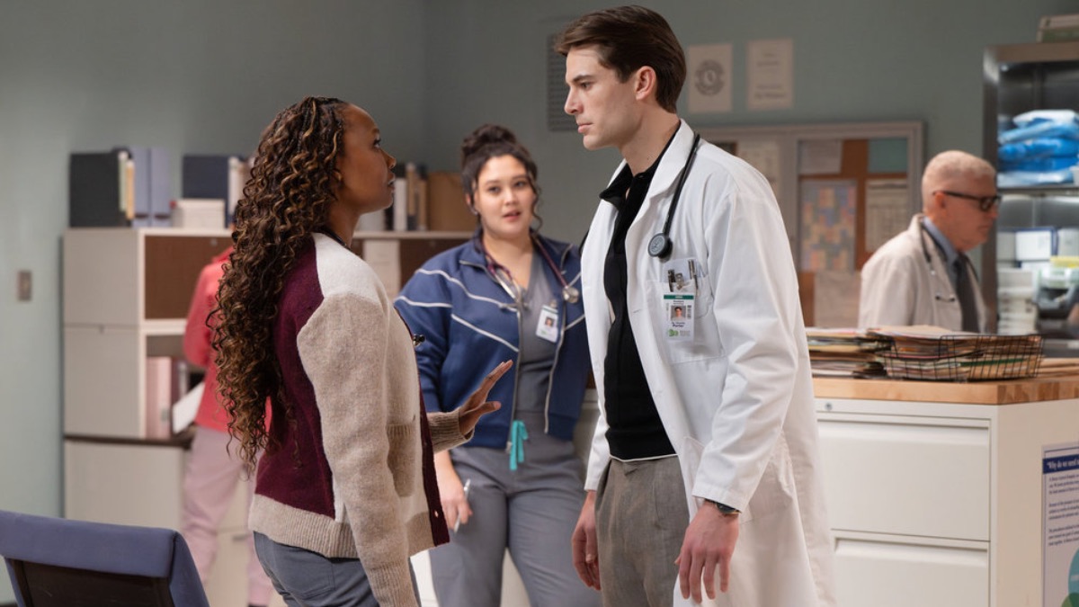 BRILLIANT MINDS -- "Senses" Episode 216 -- Pictured: (l-r) Ashleigh LaThrop as Dr. Ericka Kinney, Aury Krebs as Dr. Dana Dang, Brian Altemus as Dr. Charlie Porter -- (Photo by: Pief Weyman/NBC)