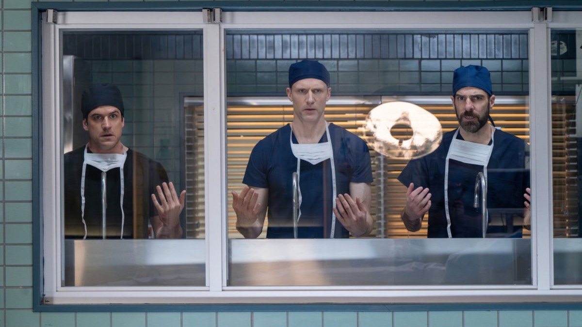BRILLIANT MINDS -- "The Hero's Journey" Episode 219 -- Pictured: (l-r) Marco Pigossi as Dr. Beau Pedrosa, Teddy Sears as Dr. Josh Nichols, Zachary Quinto as Dr. Oliver Wolf -- (Photo by: Pief Weyman/NBC)