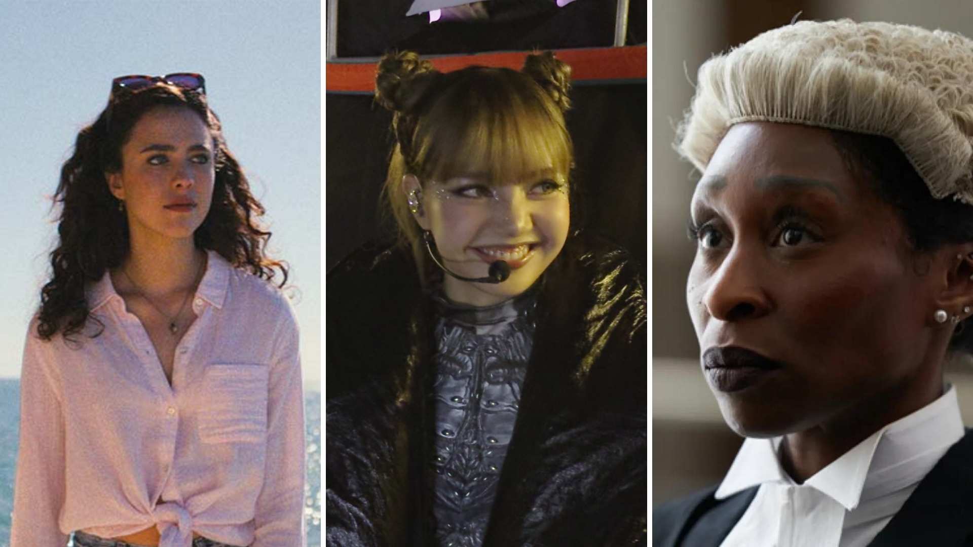 collage for a list of tiff films that includes Margaret Qualley, Lalisa, and Cynthia Erivo