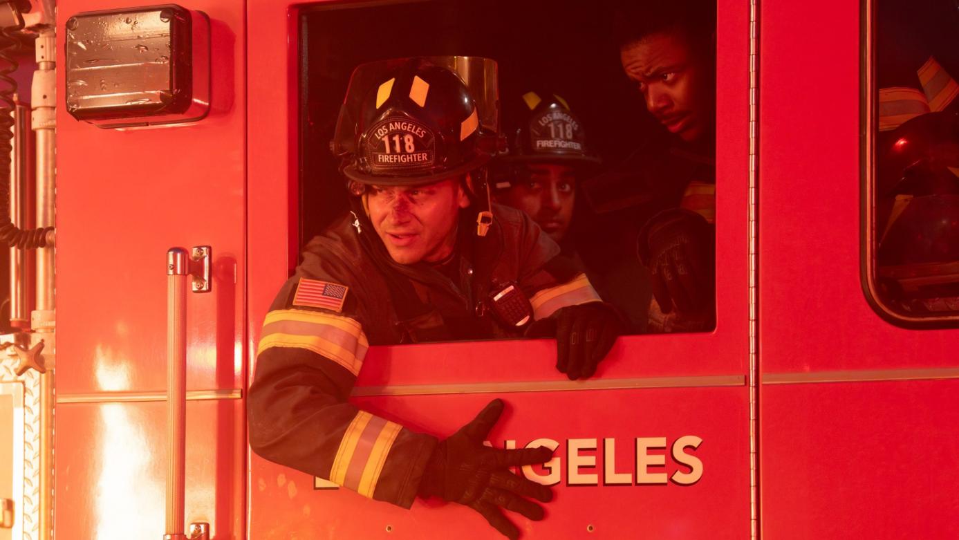 9-1-1: “Streets of Fire” – In the wake of the volcanic eruption, Maddie and the 118 race to divert a river of lava before it consumes a packed hospital. Athena, still trapped underground, faces a massive obstacle that cuts her off from any chance of calling for help. THURSDAY, OCT. 29 (8:00-9:00 p.m. EDT) on ABC. (Disney/Christopher Willard) OLIVER STARK, ANIRUDH PISHARODY, ELIJAH M. COOPER