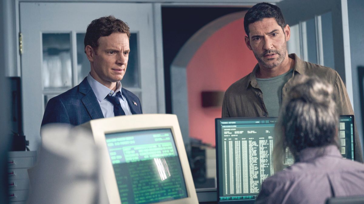 Nick Gehlfuss as Bill Goodman, Tom Ellis as Colin Glass, and Jane Adams as Annie Gossage in CIA season 2 episode 3. (Photo Credit: Courtesy of CBS.)